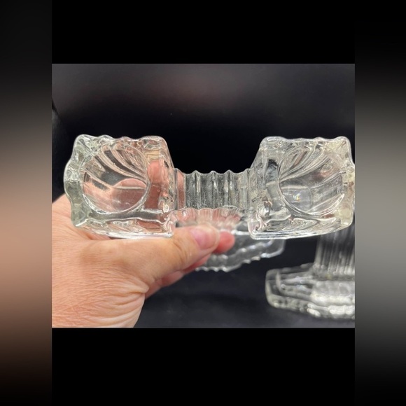 𝅺two 1940’s Anchor Hocking Art Deco Double Crystal Glass Cactus Shaped 5” - Picture 4 of 5